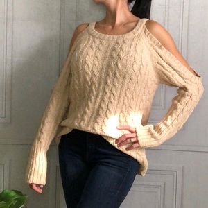 Cold Shoulder Cable-knit Sweater